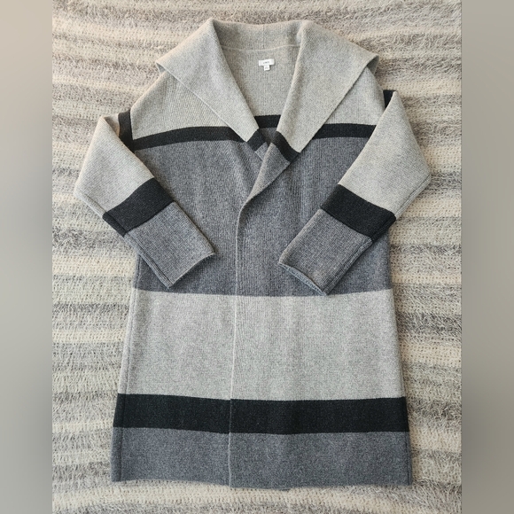 VINCE Sweater Coat Wool & Cashmere Blend, Grey Stripe Sz S EUC - Picture 2 of 7